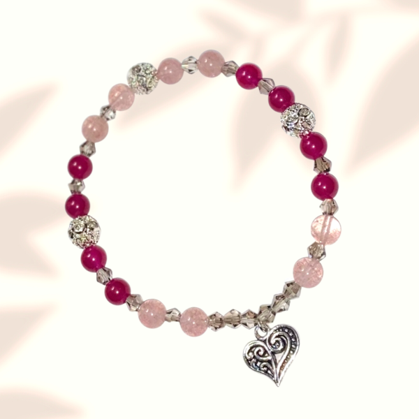 Strawberry Quartz & Fuchsia Jade Bracelet by The Luxe Particle