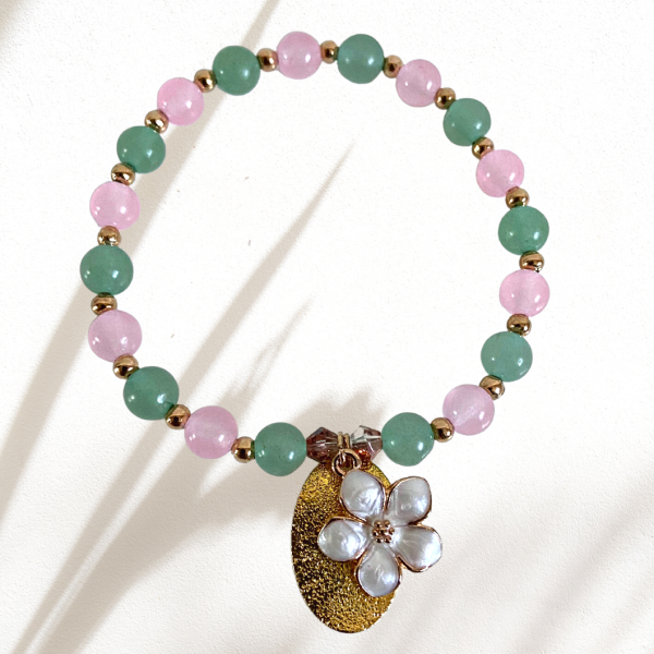 Pink Jade & Aventurine Bracelet by The Luxe Particle